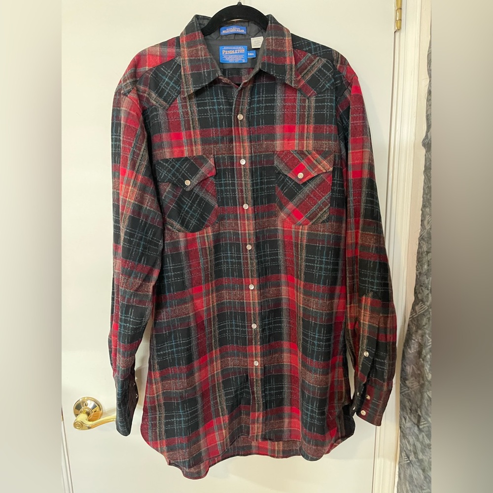 Pendleton Wool Western Style Shirt New Condition Large Tall